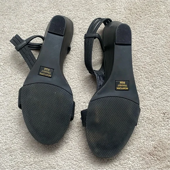 Black T-Strap Sandals with Embellishments - Picture 5 of 5